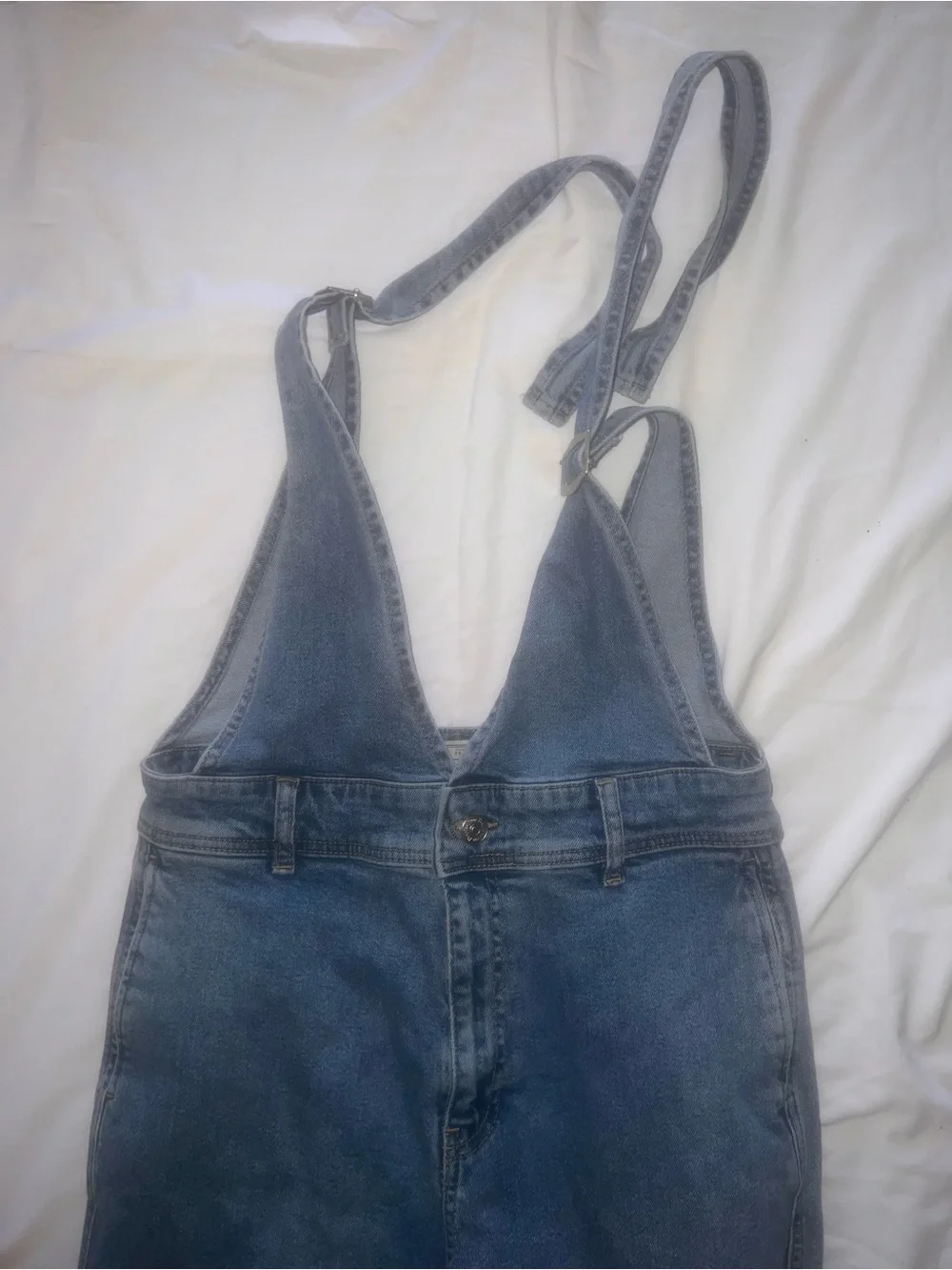 Free People Light Blue Straight-Leg Denim Overalls